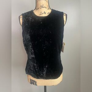 Y2K Merona Black Velvet silk Tank Top small sleeveless whimsigothic Victorian